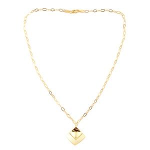NEW 14K YG Over Sterling Silver Square Necklace